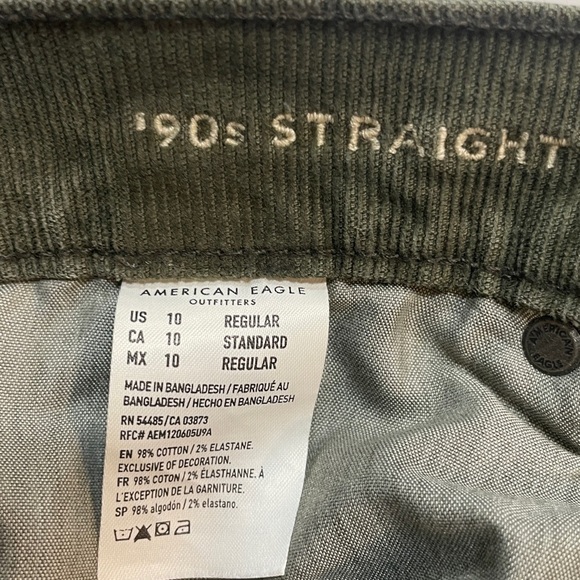 American Eagle Martini  Olive Green Corduroy 90’s Straight leg jeans size 10 - Picture 4 of 8